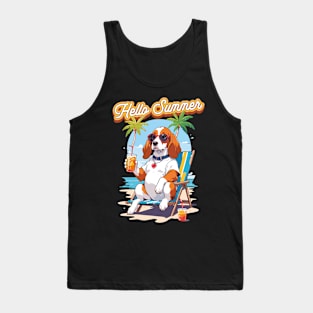 Hello Summer relaxed dog lover summer Tank Top